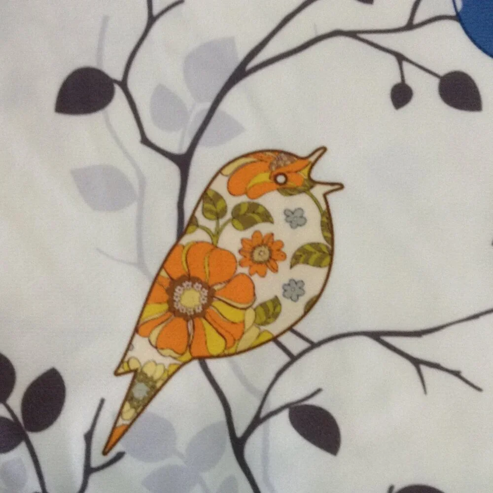 Pair of Charming Bird Bedroom Curtain toppers.  Hippie chic, Bohemian. 54